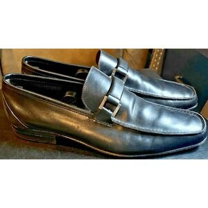 Fratelli Rossetti Made In Italy Black Leather Loafer SilverBit Strap Men's Sz. 9